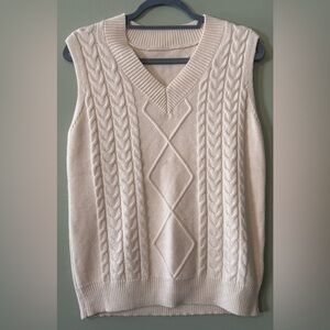 Elegant Cream Cable Knit Sweater Vest